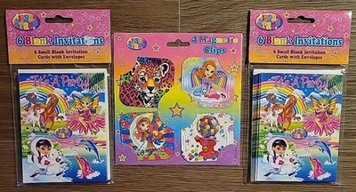 12 пустых приглашений на вечеринки и 4 магнитных клипсы Lisa Frank - Изображение 1 из 3