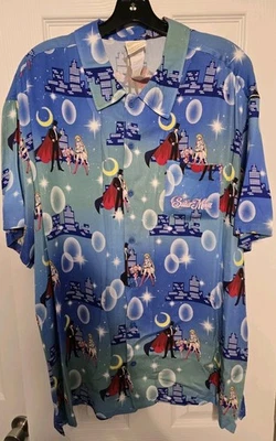 Pretty Guardian Sailor Moon Nighttime Allover Print Shirt Mens XL Button Up  - Image 1 of 4