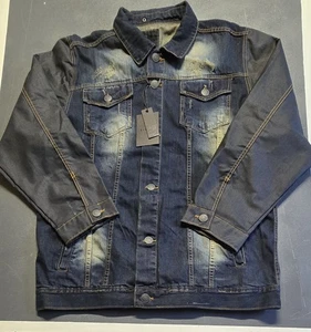 Chaqueta vaquera i-Link para hombre talla 4X azul desgastado bolsillos con solapa grunge LEER nueva con etiquetas - Imagen 1 de 23