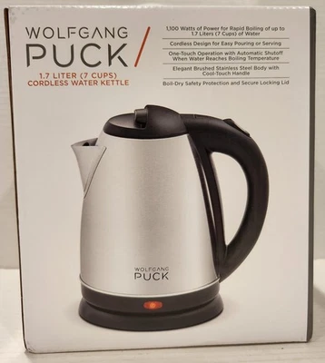 NUEVO Hervidor de agua inalámbrico Wolfgang Puck 1,7 litros eléctrico Cool-Touch 7 tazas Foto 1 de 4