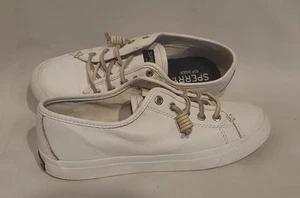 Sperry Women's White Leather Seacoast Sneakers Size 6 - Picture 1 of 11
