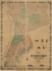 1858 Map of Westchester County NY from actual surveys Yonkers Peekskill - Picture 1 of 3