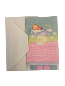 7 BIGLIETTI INVITO AUGURI PARTECIPAZIONI NASCITA BATTESIMO BIMBA BIMBO cm 15,5X9 - Foto 1 di 2