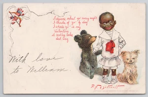 Buster Brown AA Pore Lil Mose, Billy Bear & Dog Valentine Postcard Tuck Outcault - Picture 1 of 5