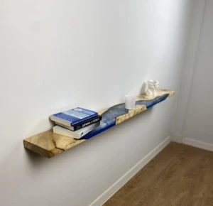 Floating Wood Shelves, Handmade Minimalist Wall Shelves, Epoxy Resin Shelf, Cust - Picture 1 of 17
