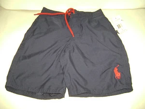 NWT POLO RALPH LAUREN Boys  Swim Shorts Trunks size 5  BLUE RED PONY - Picture 1 of 6