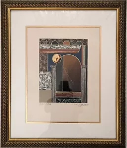 ORIGINAL ARCHITECTURE LITHOGRAPH ON PAPER SIGNED GOLD ACCENTS BY M SOTILLO - Picture 1 of 5