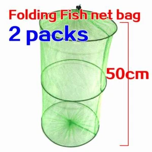 Folding Fishing Net Bag for Fish  Mesh's  Storage Pouch x2 - Picture 1 of 5