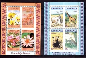 TANZANIA 318a + 322a Flowers & Wildlife M/S MUH - Picture 1 of 3