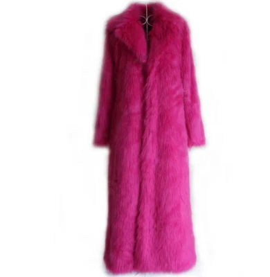 Abrigo largo completo de piel de zorro sintético para mujer Parka gruesa mullida invierno Foto 1 de 4