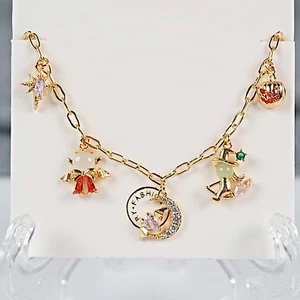 NWT Charm Bracelet Halloween Theme Rhinestone 18K Gold Plated Copper - Picture 1 of 2