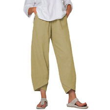 Summer Womens Ladies Cotton Linen Baggy Casual Comfort Pants Trousers Plus Size