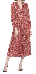 NWT EN SAISON Paisley Long Sleeve Pleated Dress Multicolor Size XS - Picture 1 of 2