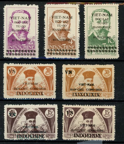 North VIETNAM 1945-1946 Viet Minh Overprinted 2 Different Sets MNH NGAI (VMNH45) Cover