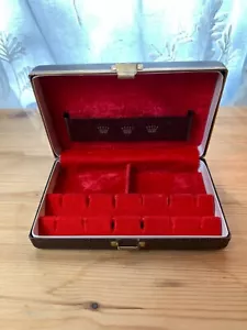 Vintage Men's Cufflink Box Jewelry Case Tie Clip Dresser Valet Travel - Picture 1 of 16