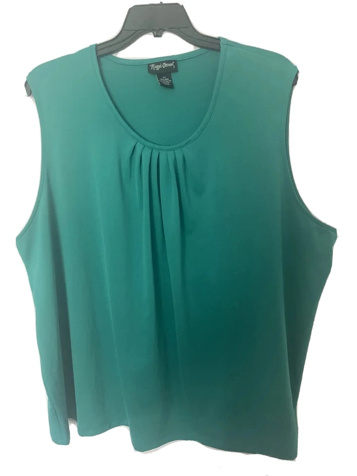 TB13643- MAGGIE BARNES Women Stretch Comfy Polyester Tank Top Green 3X 26/28W - Image 1 of 4
