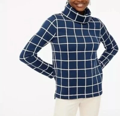 J Crew в полоску свитер водолазка воронка пуловер синий белый фестиваль размер S - Изображение 1 из 4