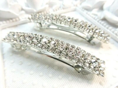 Par de 2 1/4 pulgadas de triple fila AAA cristales austriacos pasador pareja baile nupcial  Foto 1 de 4