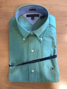 Men's Tommy Hilfiger Heritage Oxford Long Sleeve Shirt - 15 1/2 - Mint Green - Picture 1 of 4