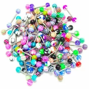 20 x Tongue Bars **SURGICAL STEEL** Barbell Ball Piercing Jewellery - Picture 1 of 2