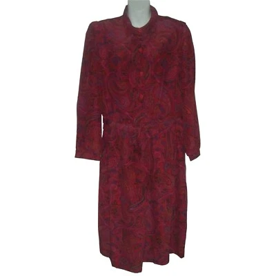 Vestido Kenny Clásico Vintage Años 50 Rojo Paisley Camisa Cinturón Retro Boho Pinup Plus Foto 1 de 4