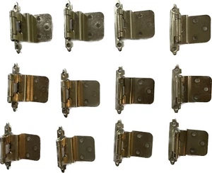 12 Gold (Brass) Self Closing Cabinet Hinges for Kitchen Cabinet NO SCREWS - Picture 1 of 3