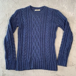Jersey Woolovers XS Azul Lana Cable Tejido Aran Pescador Grueso Artesanía Británica - Imagen 1 de 12