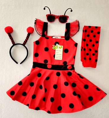 Disfraz Ladybug para niños talla X-pequeño Halloween niñas vestir con accesorios NUEVO Foto 1 de 4