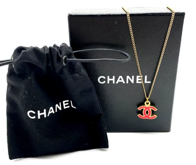 Подлинный CHANEL Ryomen Coco Mark подвеска ожерелье GP красный 94A коробка SK070520 - Изображение 1 из 4