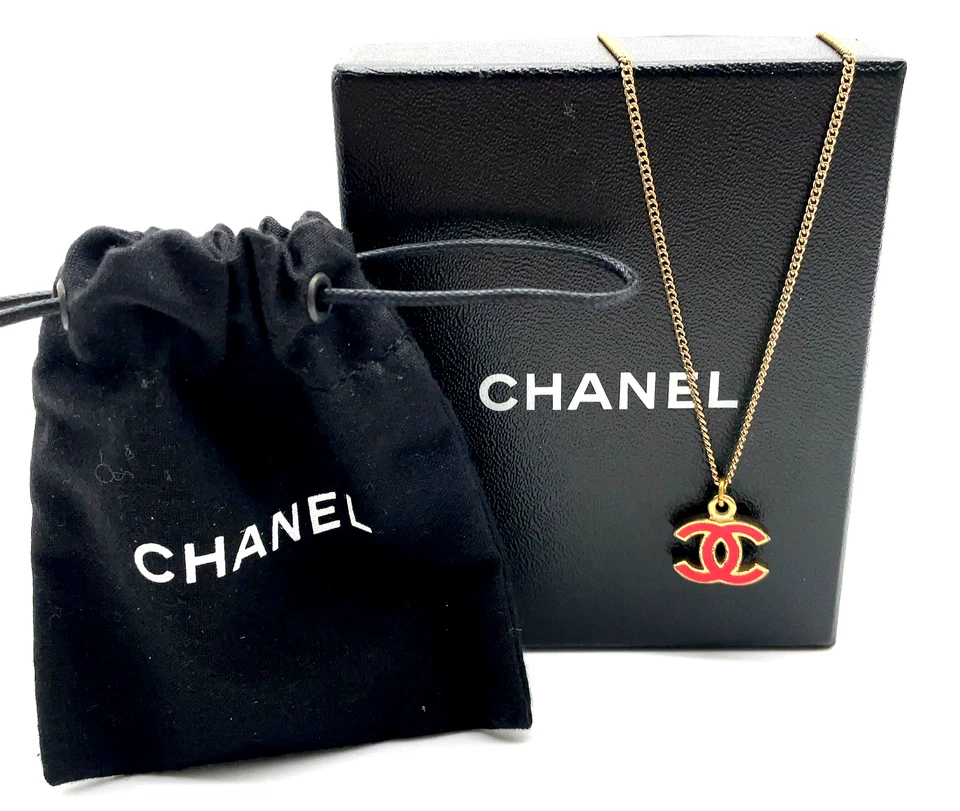 Auténtico collar colgante Chanel Ryomen marca de coco GP rojo 94A caja SK070520 Foto 1 de 4