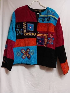 ALLURE Woman’s Size XL Patchwork Jacket Blazer Boho Embroidery Unique Colorful - Picture 1 of 5