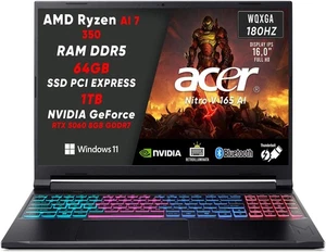 NOTEBOOK ACER NITRO V16S RYZEN AI 7 350 64GB RAM 1TB SSD RTX 5070 16.0 W11 HOME - Foto 1 di 8