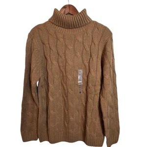 Suéter Piombo Para Hombres Mezcla de Lana Tejido con Cable Cuello Alto XL Tostado Manga Larga Informal - Imagen 1 de 10