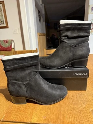 Lane Bryant Ascena Black Ankle Boots Women’s 10W Wide Slouch Block Heel NWT - Image 1 of 4