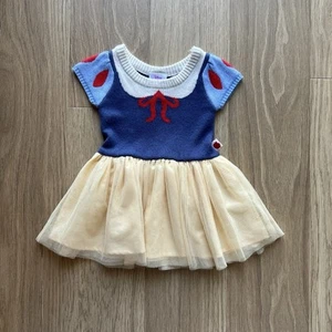 Disney Princess Snow White Tutu Dress Girl's Size 12 Months Yellow Blue Sweater - Picture 1 of 11