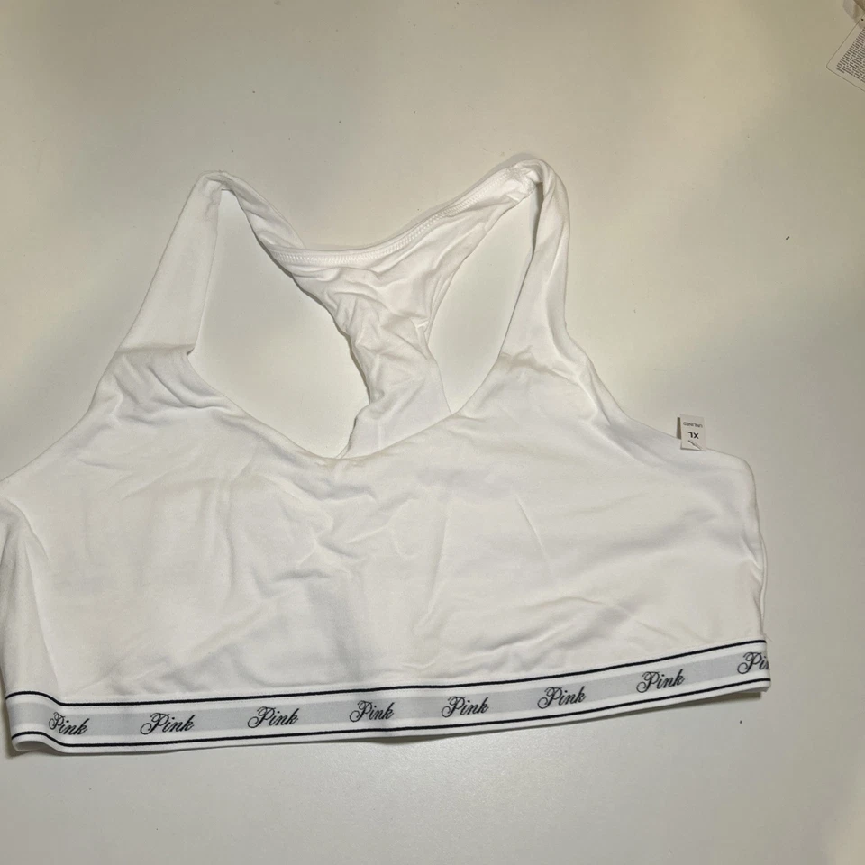 全新带标签 粉色 Bralette 尺寸 XL 白色标志 — 第 1/4 张图片