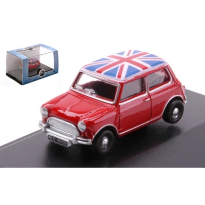 AUSTIN MINI RED/UNION JACK 1:76 Oxford Auto Stradali Modellino Nuovo - Immagine 1 di 3