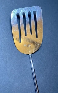 Vintage Wood Handle Slotted Spatula Stainless Steel Kitchen Turner Utensil - Picture 1 of 5