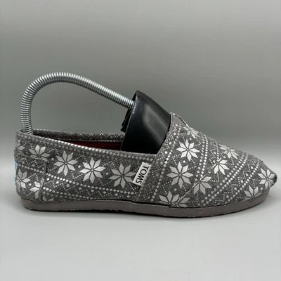 Toms Snowflake Poinsetta Alpargata Zapatos Planos para Mujer 8 Gris Slip On Holiday Foto 1 de 4