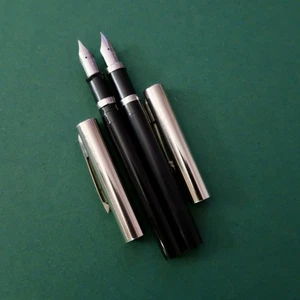 Vintage Sheaffer Fountain Pen Lot Flat Top Black & Chrome M Nib - Picture 1 of 6