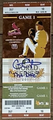 Boleto Chris Carpenter Firmado e Inscrito “The Dive” Serie Mundial 2011 Juego 1 Foto 1 de 2