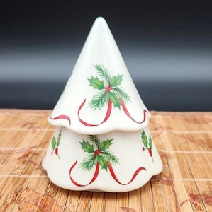 Vintage Lenox Tree Bright Holly Windlicht Teelicht #792343 - Bild 1 von 7