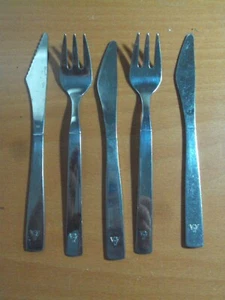 Vintage American Airlines Silberbesteck, 5 Teile, 3 Messer, 2 Gabeln. Exc.Kostenloser Versand - Bild 1 von 1