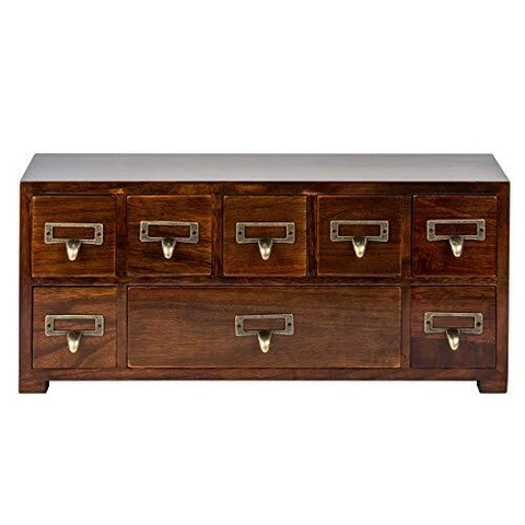 8 Drawers Wood Apothecary Medicine Cabinet Label Holder Organizer Card Catalog Cover