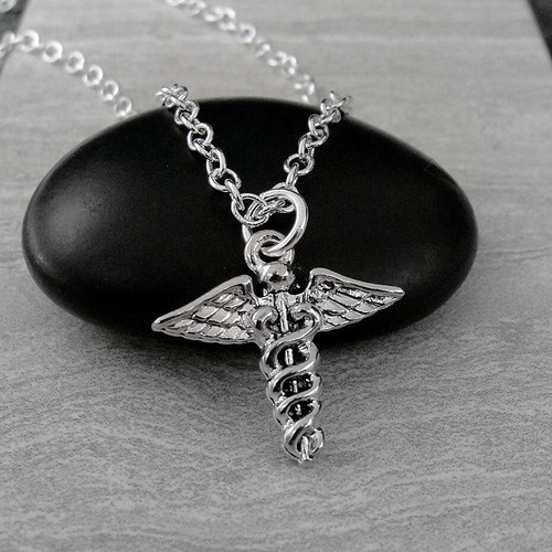 HERMÈS Collana Caduceo Medico Argento Charm Simbolo Medico Charm Caduceo Gioielli