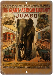 Póster del circo del elefante africano gigante 12" x 9" reproducción letrero de metal ZH61 - Imagen 1 de 1