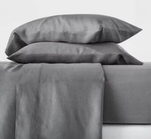Casaluna Full Size 100% Washed Hemp Solid Sheet Set Metal Gray - Bild 1 von 8
