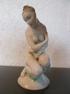 Rarität: Erotica Porzellan Figur Herend 1944 Frau beim Baden Art Deco Akt - Picture 1 of 5