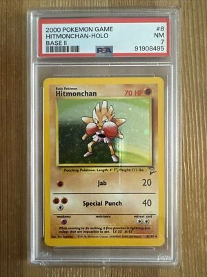 Pokémon TCG Hitmonchan Base Set 2 8/130 Holo Unlimited Holo Rare PSA 7 - Image 1 of 2