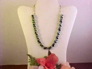 Vintage Choker Necklace Green LuciteThermoplastic Aurora Borealis Rhinestones - Picture 1 of 5